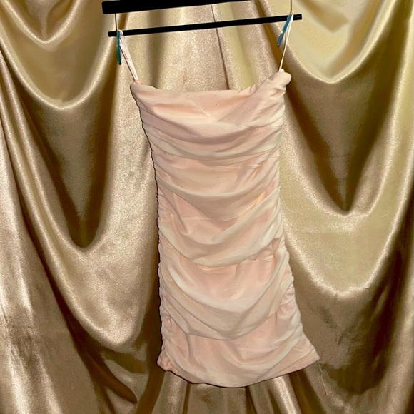 GUESS Baby Pink Mini Dress w/ Black Color-blocked Zipper - Picture 1 of 2